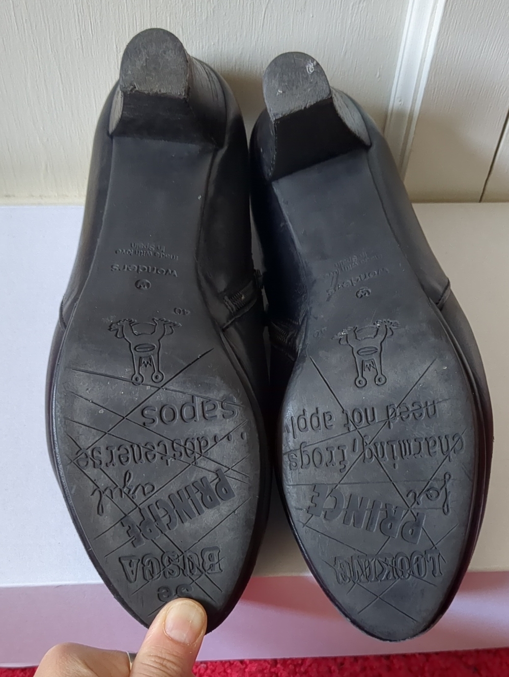 Wonders Spain black leather heeled ankle booties shooties EU 40/US 9 - Picture 5 of 5